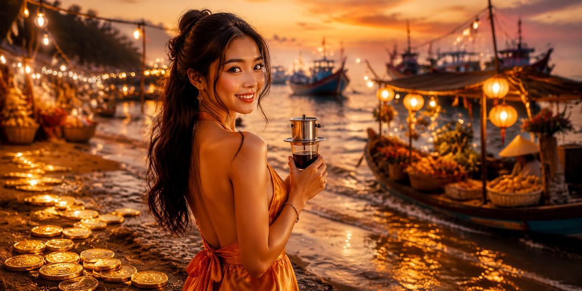 Người dùng tại Mũi Né xem ứng dụng casino và thể thao trong quán cà phê